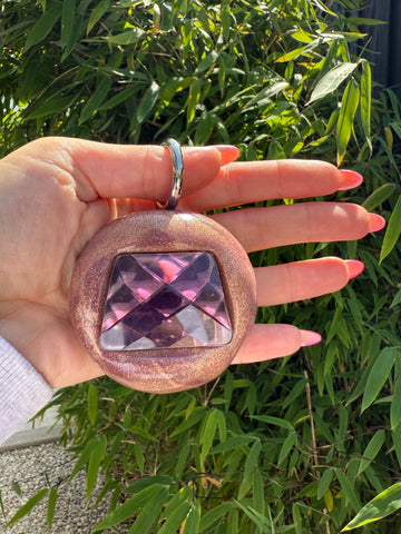GB BAGCHARM XL (glitter brown/purple & purple on silver).