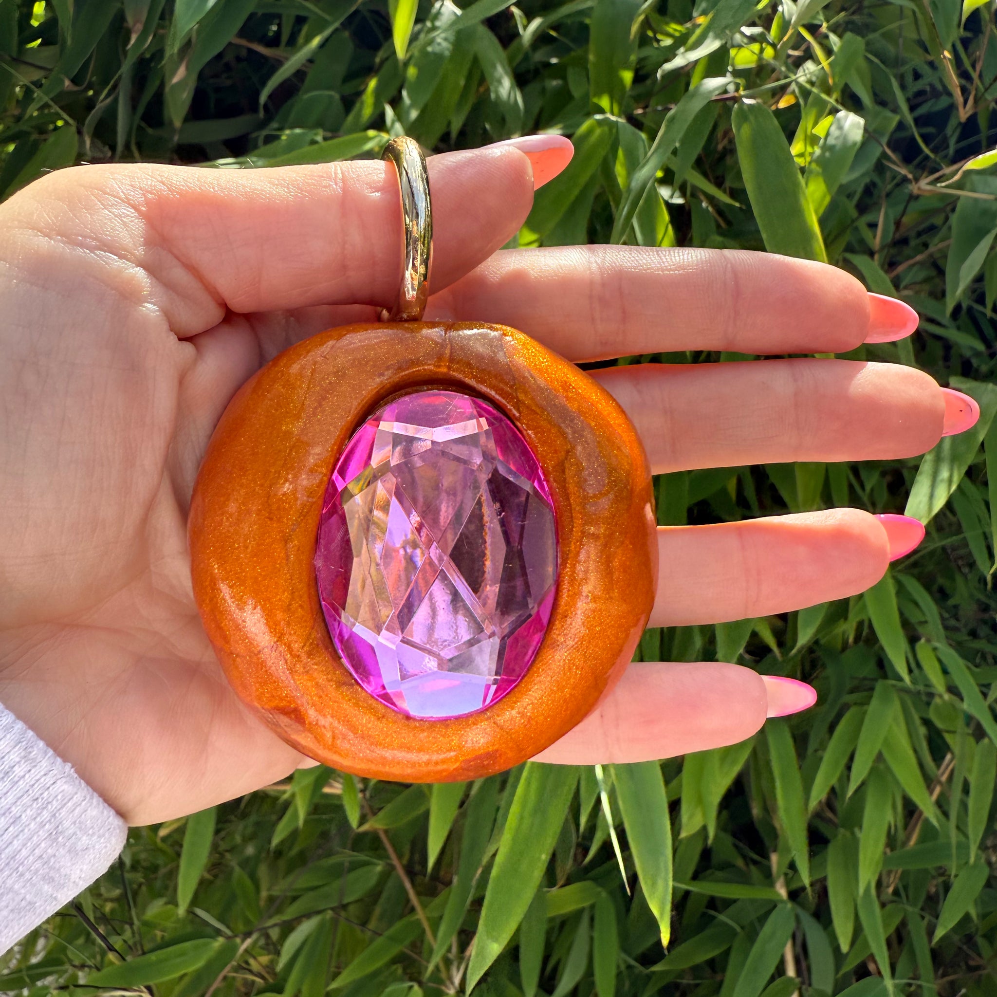 GB BAGCHARM XL (orange&pink on gold)