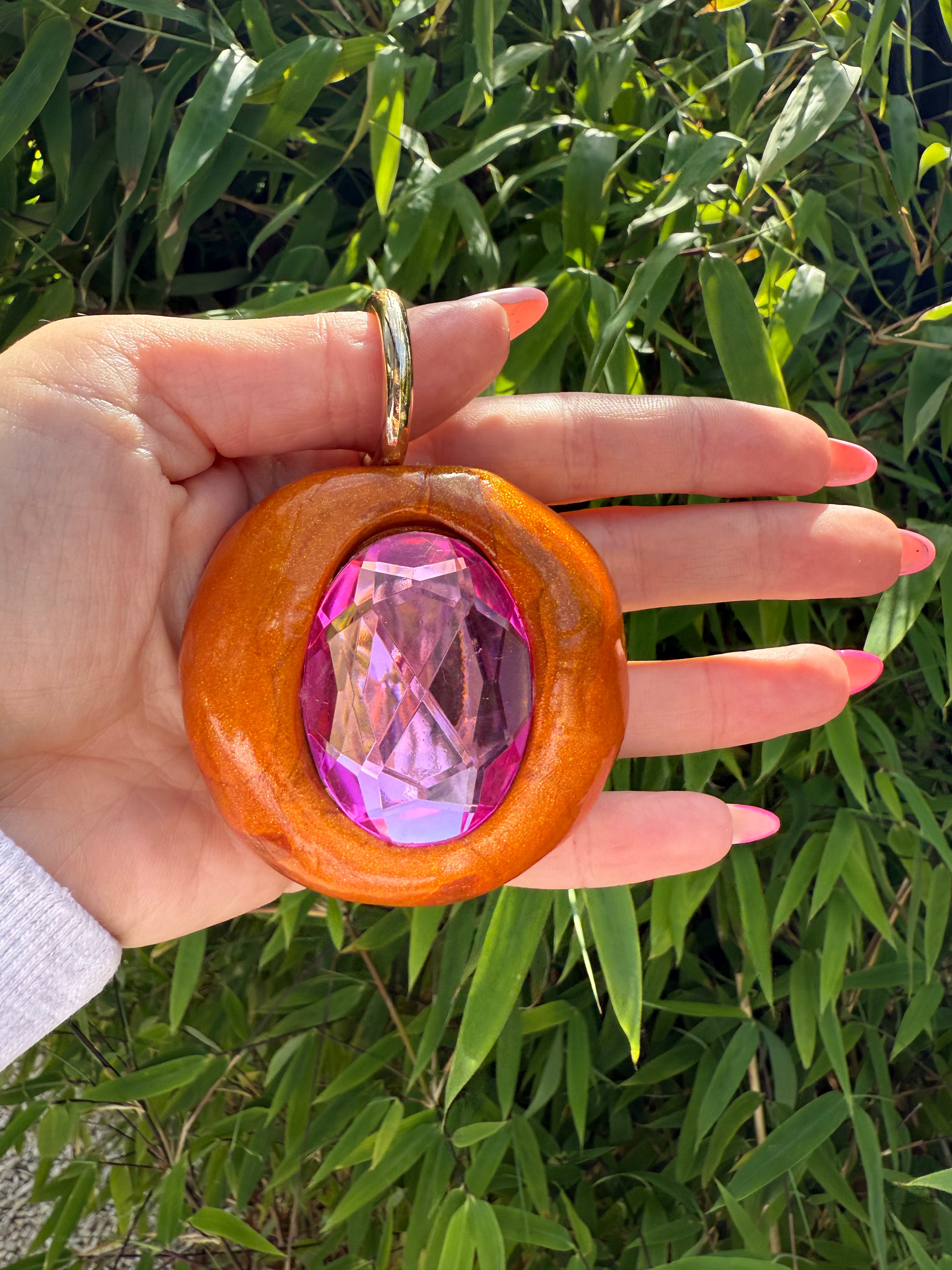 GB BAGCHARM XL (orange&pink on gold)
