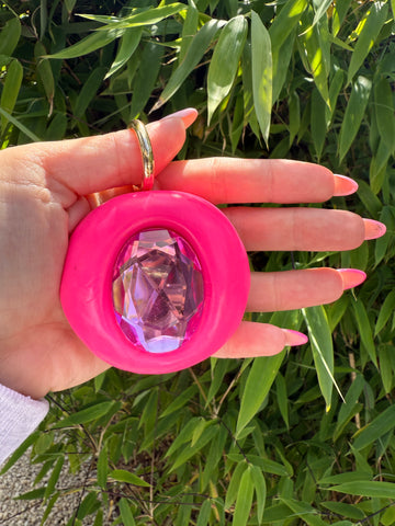 GB BAGCHARM XL (neon pink & pink on gold).