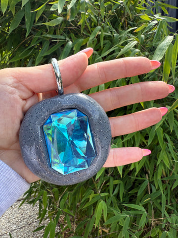 GB BAGCHARM XL (granite grey & blue on silver).