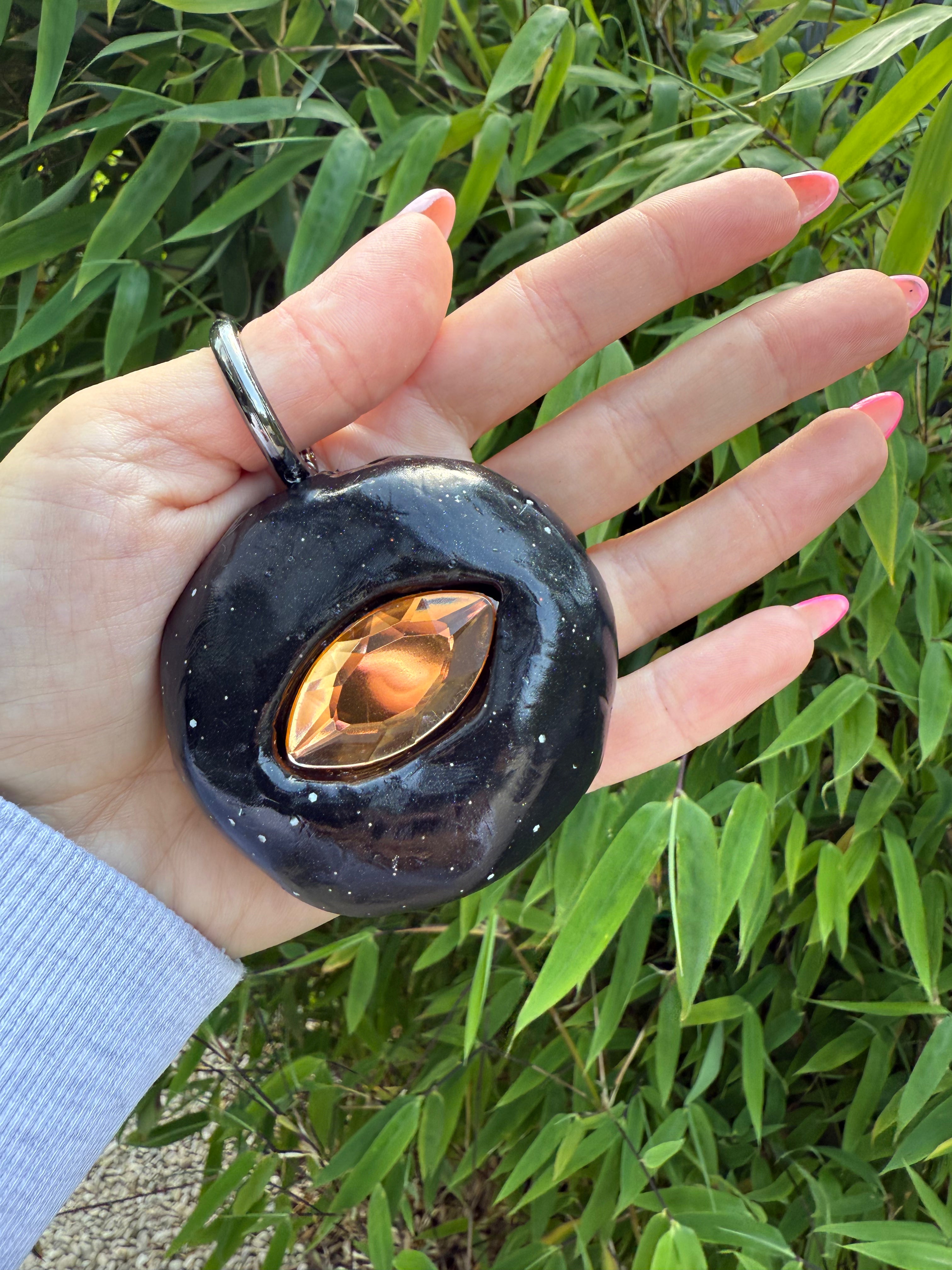 GB BAGCHARM XL (granite black & orange on black).