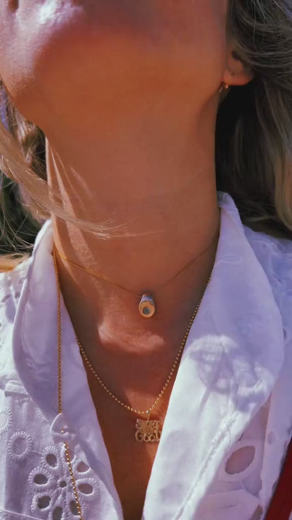 Solid Bronze 9010 Choker Chain Necklace with Birthstone Gem Bubble