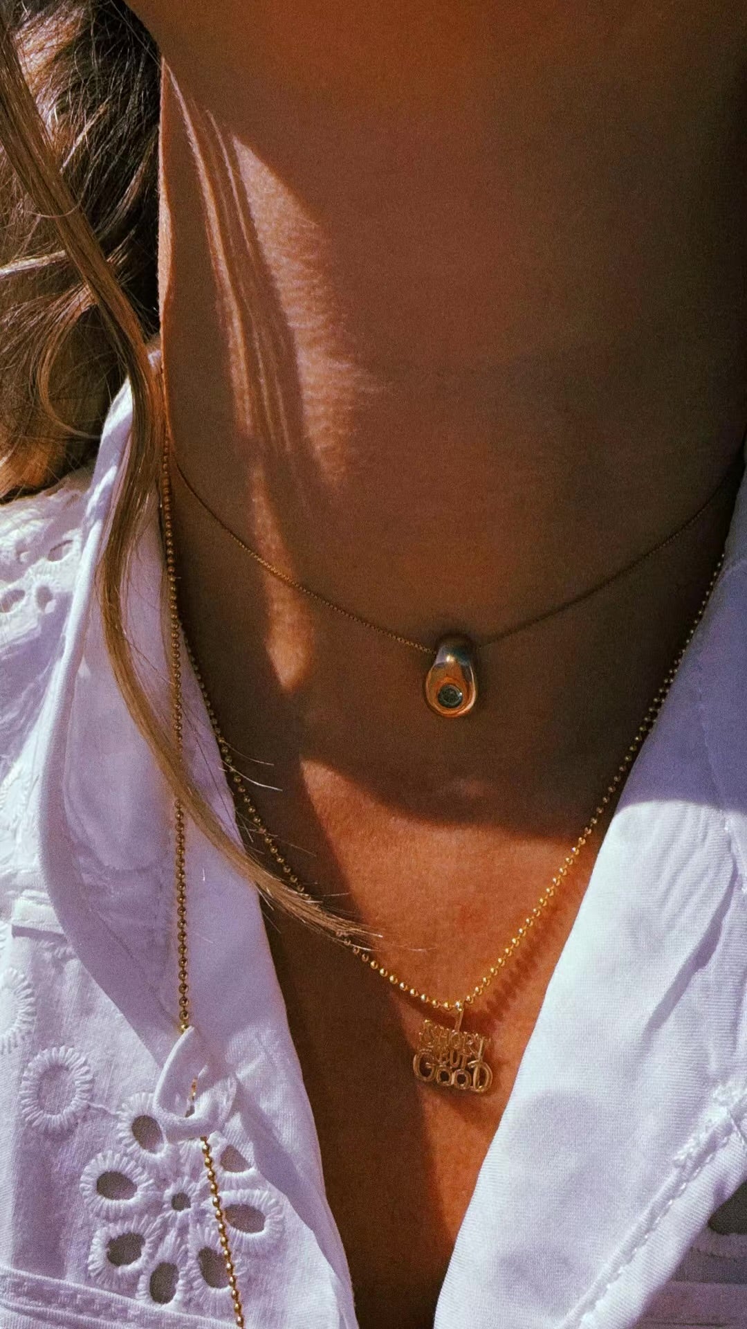 Solid Bronze 9010 Choker Chain Necklace with Birthstone Gem Bubble - TheLilaLobster
