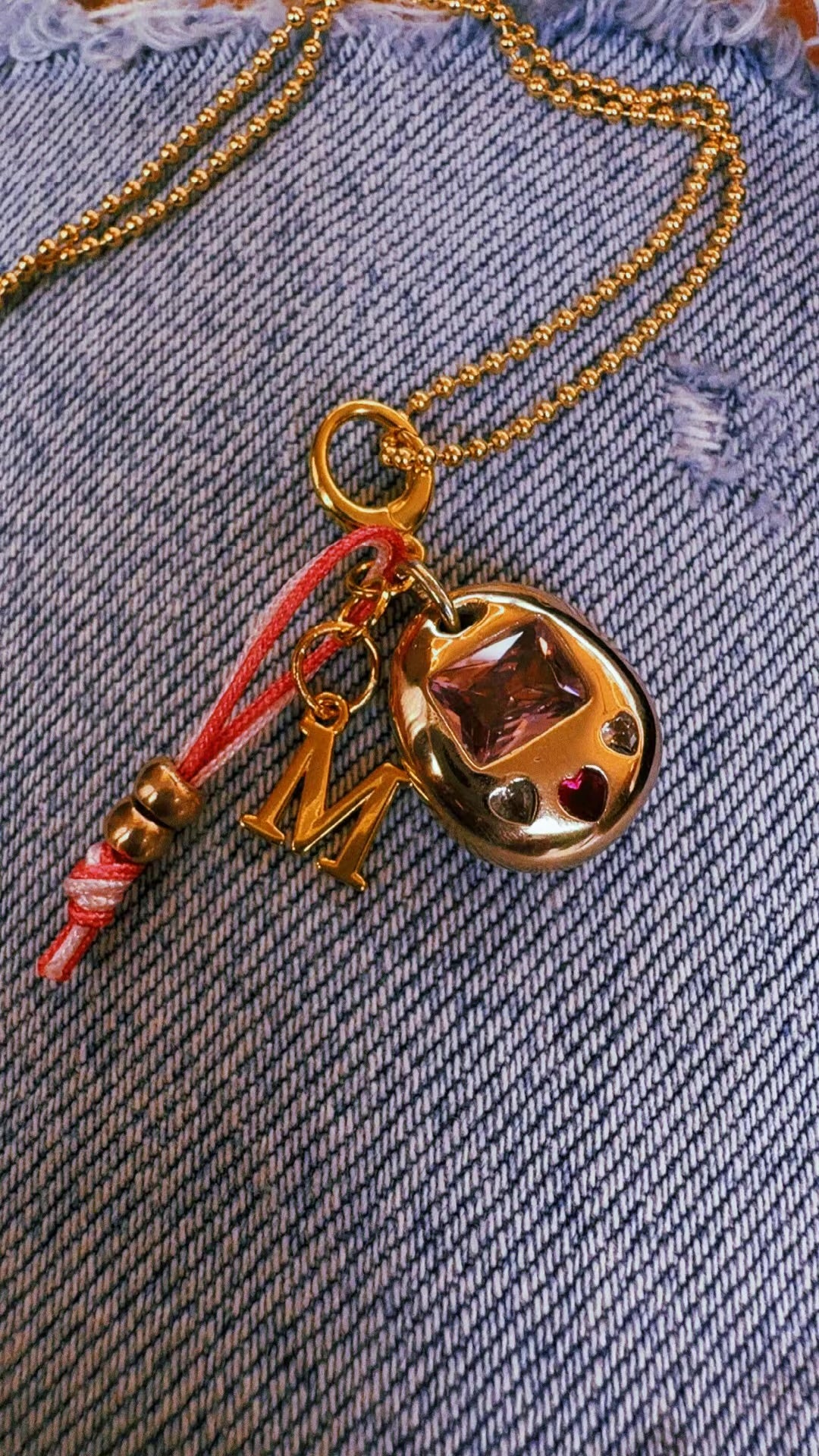 Tamagotchi Charm Necklace with Initial Letter – Solid Bronze, 18k Gold Plated Clickable Bail - TheLilaLobster