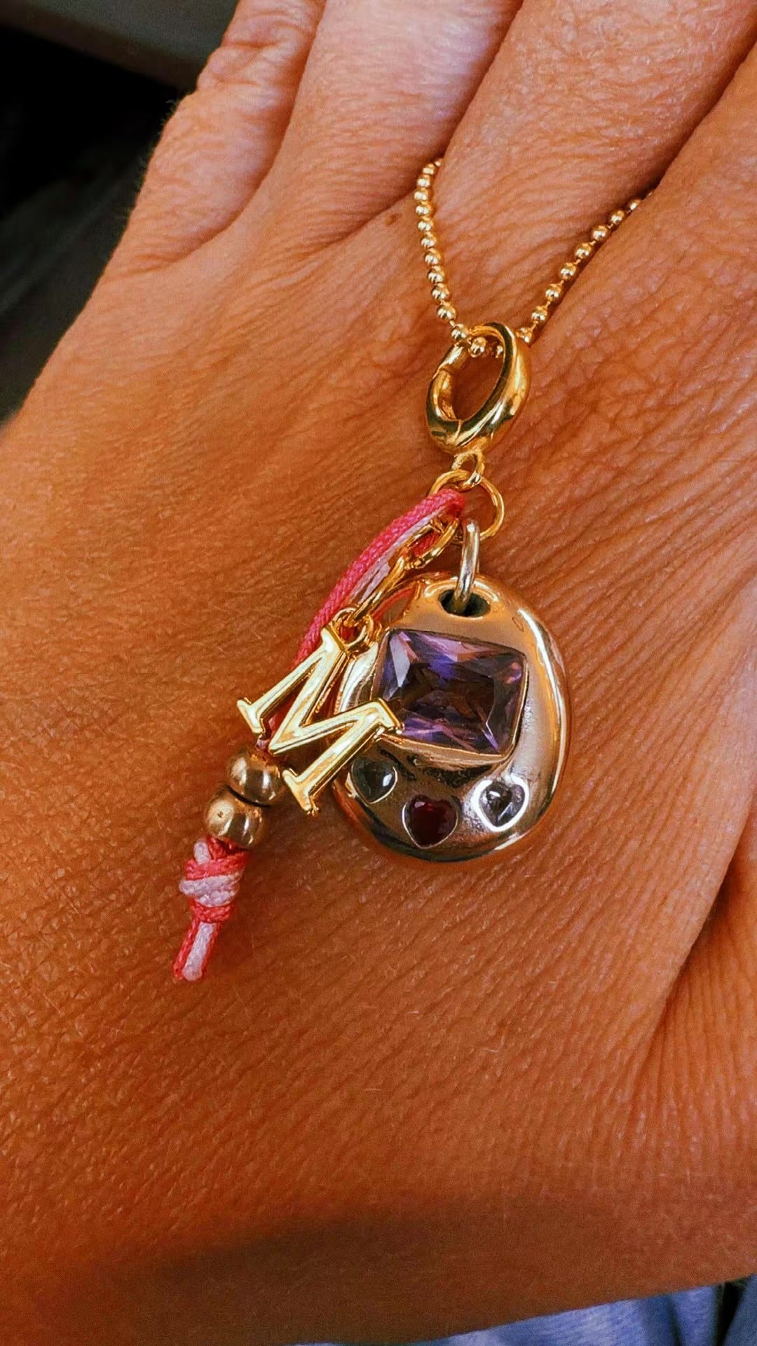 Tamagotchi Charm Necklace with Initial Letter – Solid Bronze, 18k Gold Plated Clickable Bail - TheLilaLobster